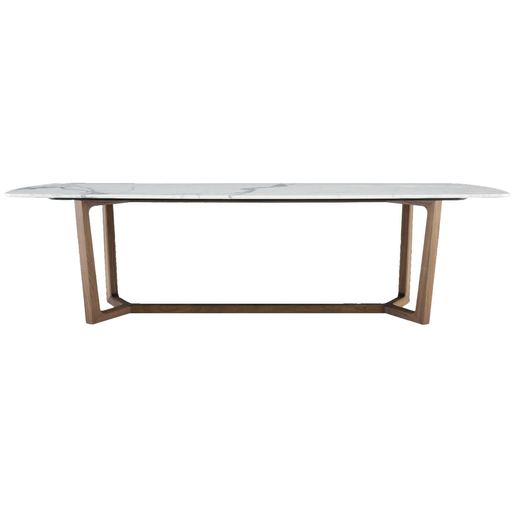 Poliform Concorde Dining Table, Four Wood Bases and Six Marble Top Options For Sale