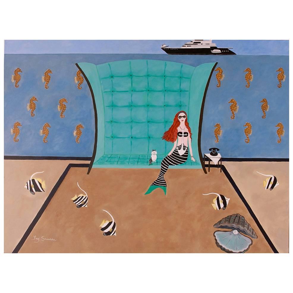 Large Whimsical Mermaid Painting