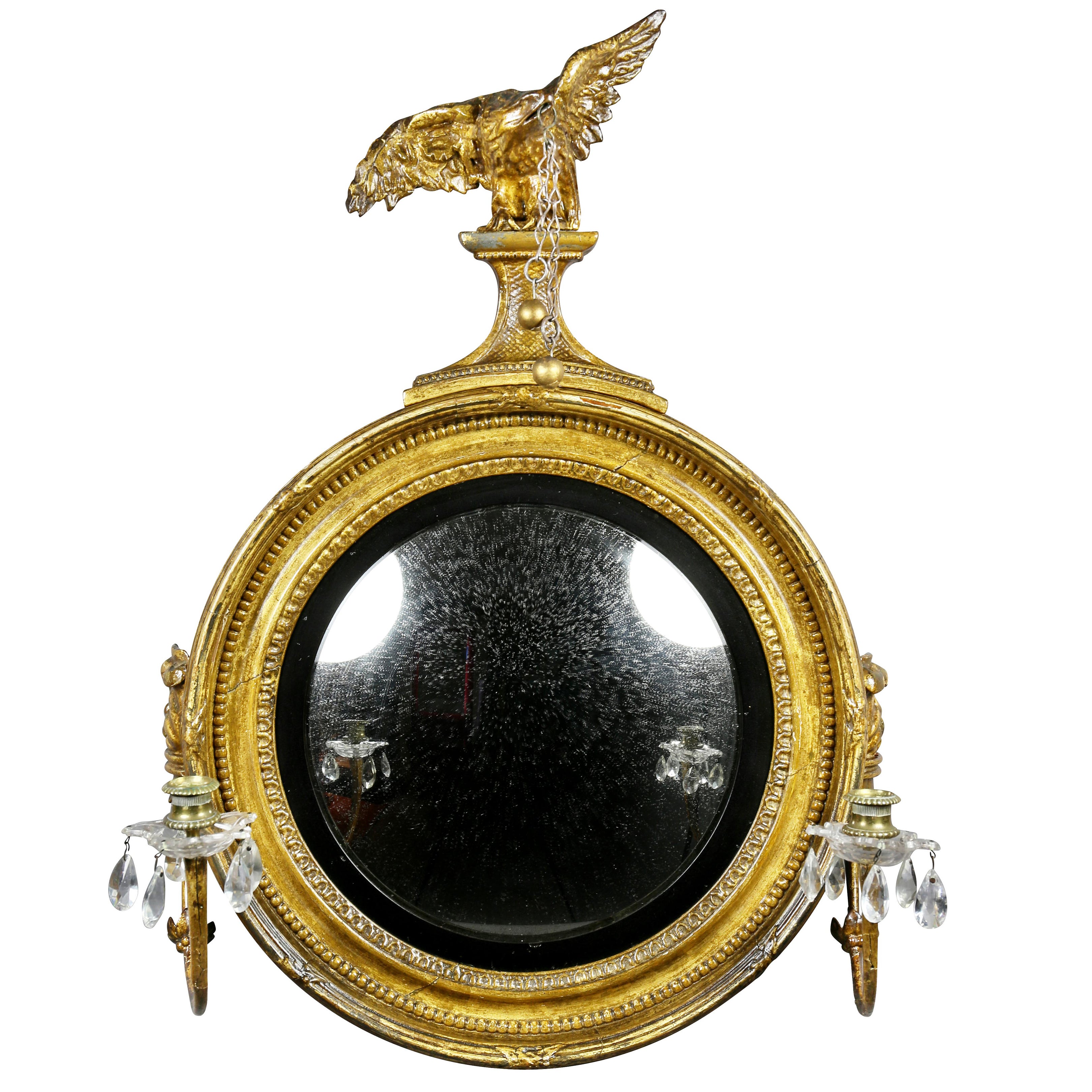 Regency Giltwood Convex Mirror For Sale at 1stDibs