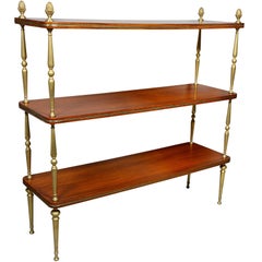 Antique Regency Style Brass and Mahogany Etagere or Bookshelf