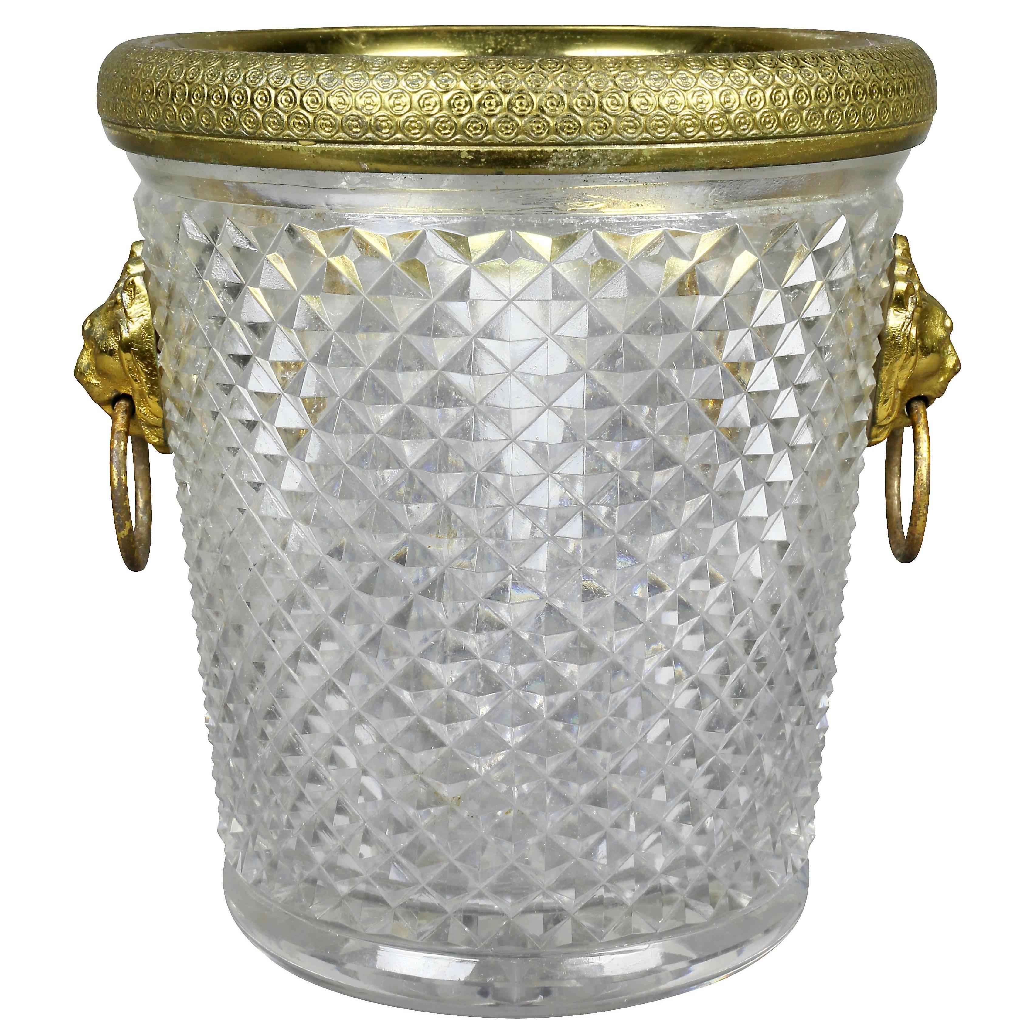 French Cut Crystal Bottle Holder or Ice Pail