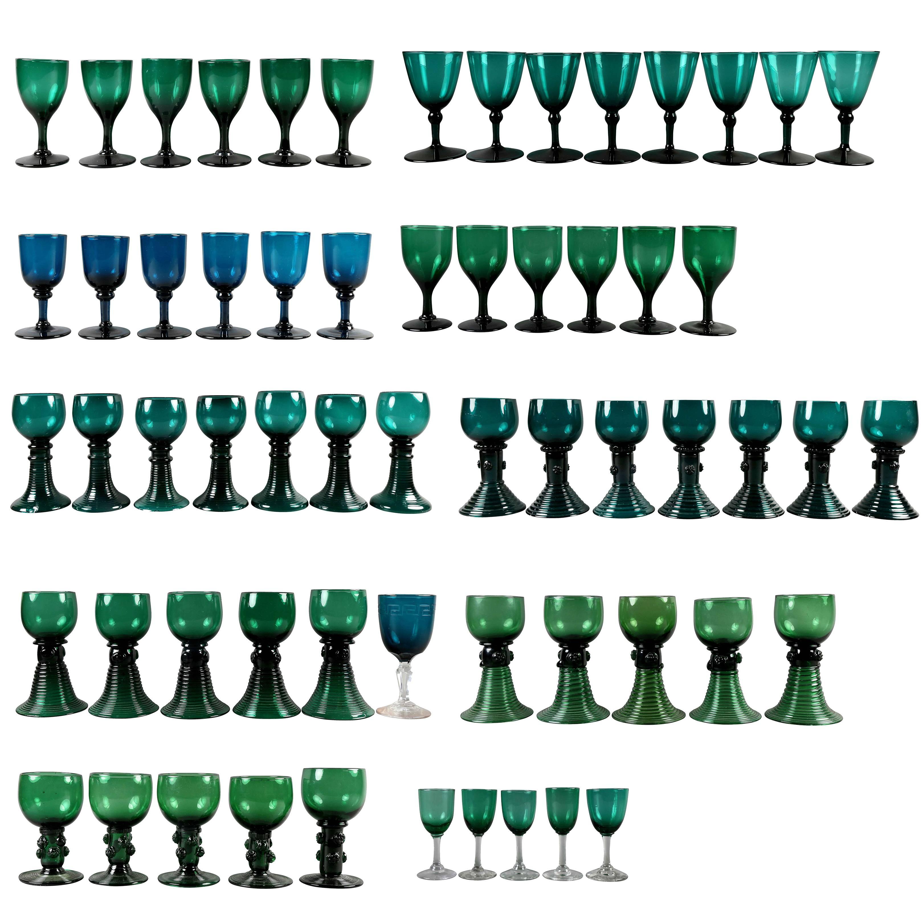 Collection of 61 Green Glasses