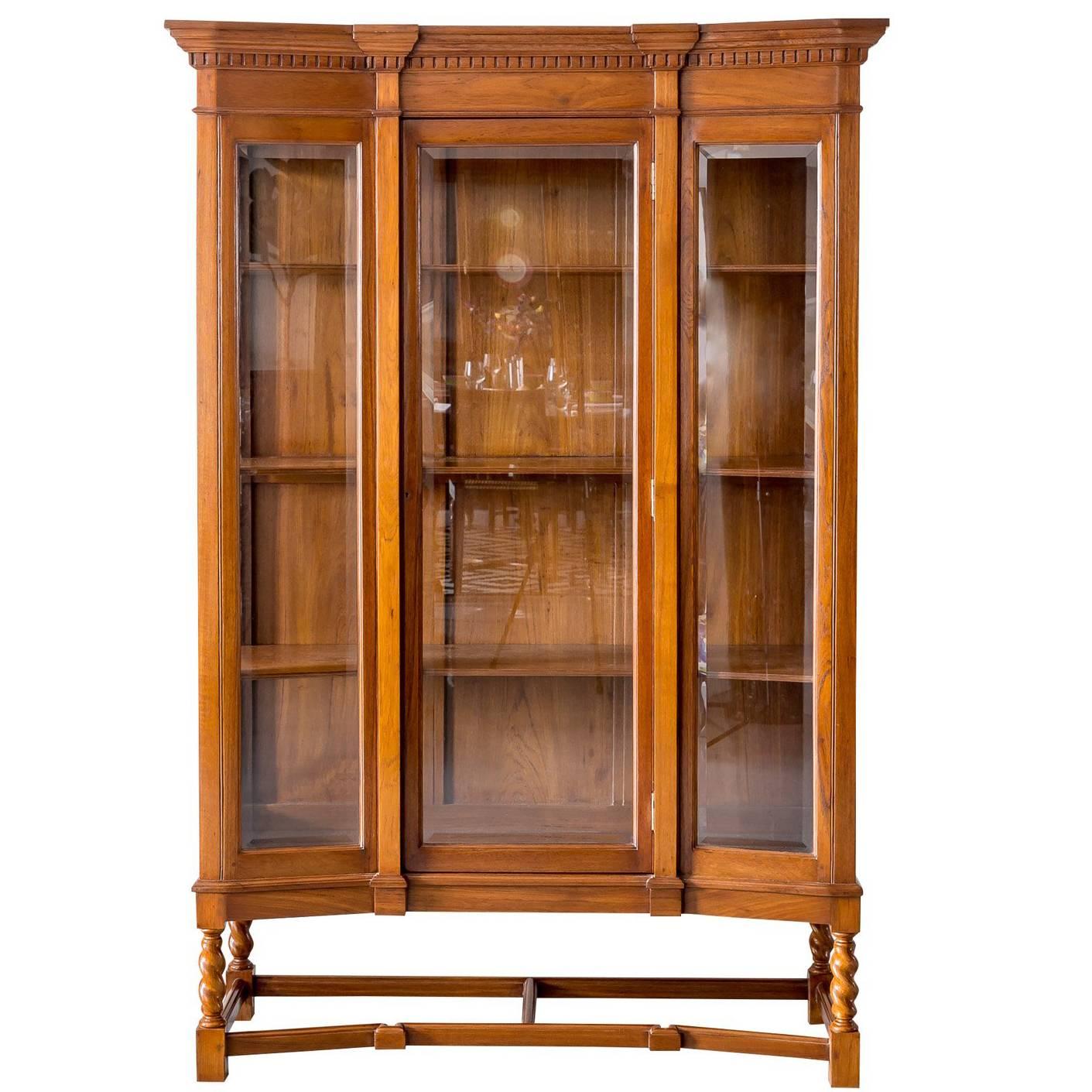 Antique Anglo-Indian or British Colonial Teak Wood Display Cabinet For Sale