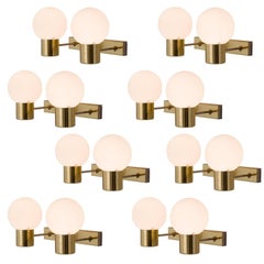 Set of Eight Brass Wall Lights