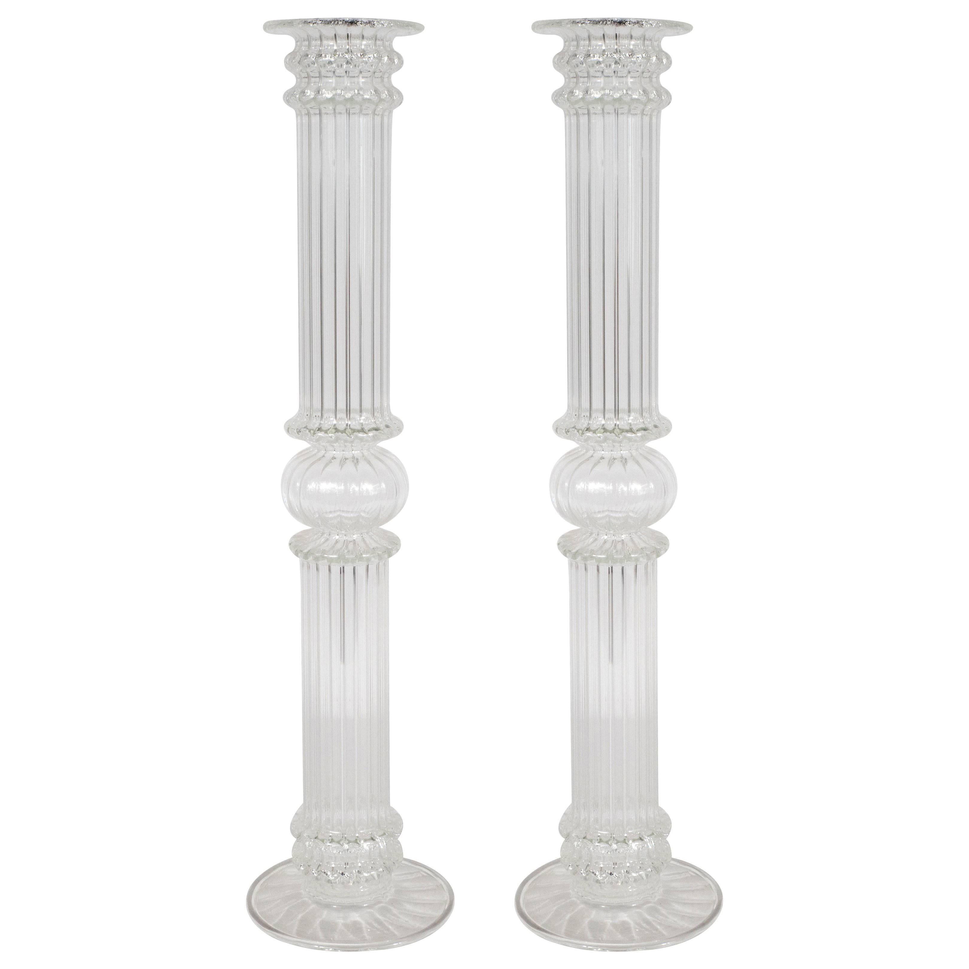 MidCentury Modern Reeded Italian Handblown Glass Column Form
