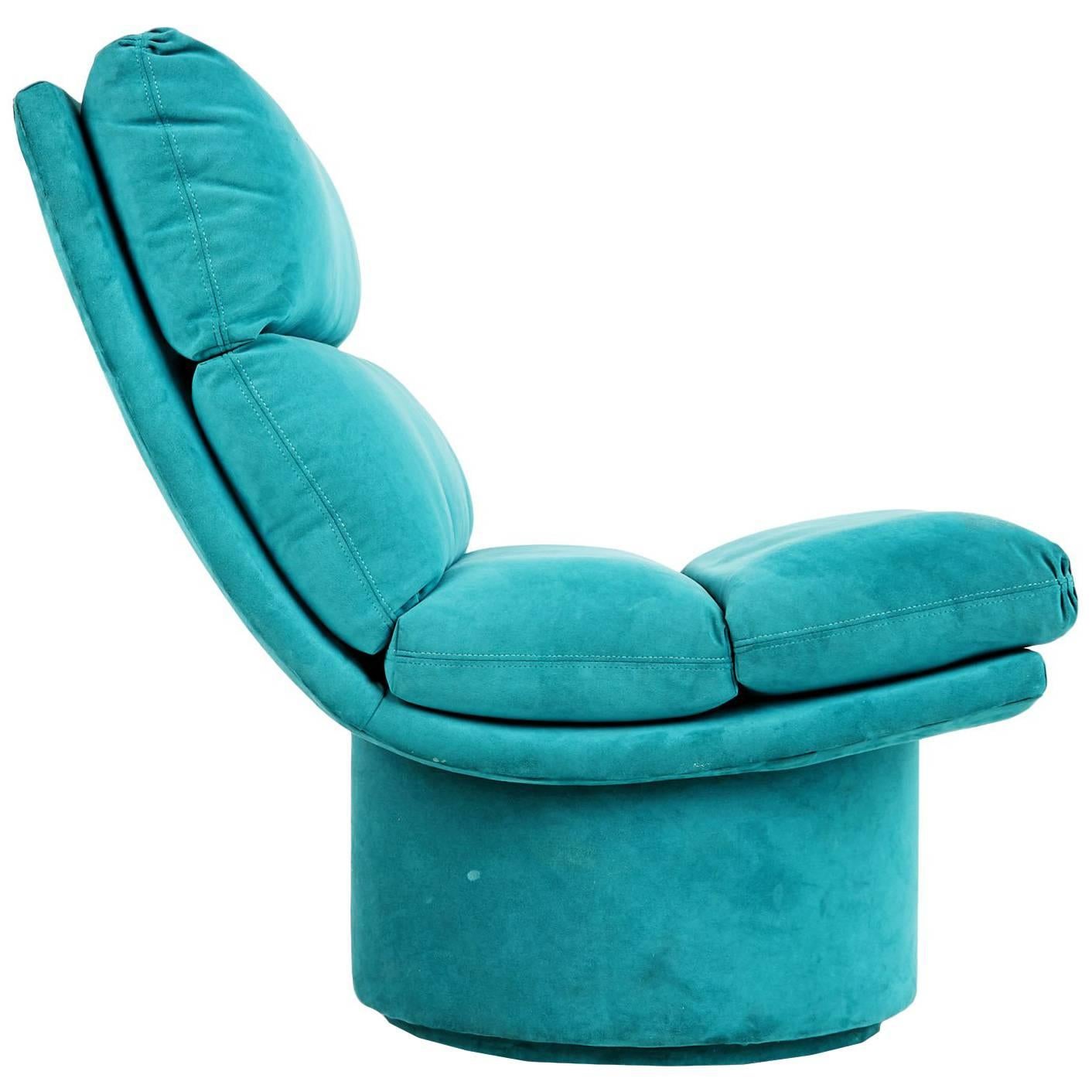 Steve Chase Styled Channel Tufted Swivel Chair, circa 1980