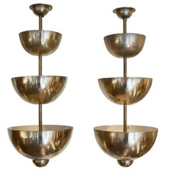 Pair of Modernist French Graduated Dome Pendants
