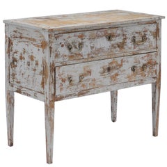 Antique French 1830s Louis XVI Style Commode with Original Paint and Tapered Legs
