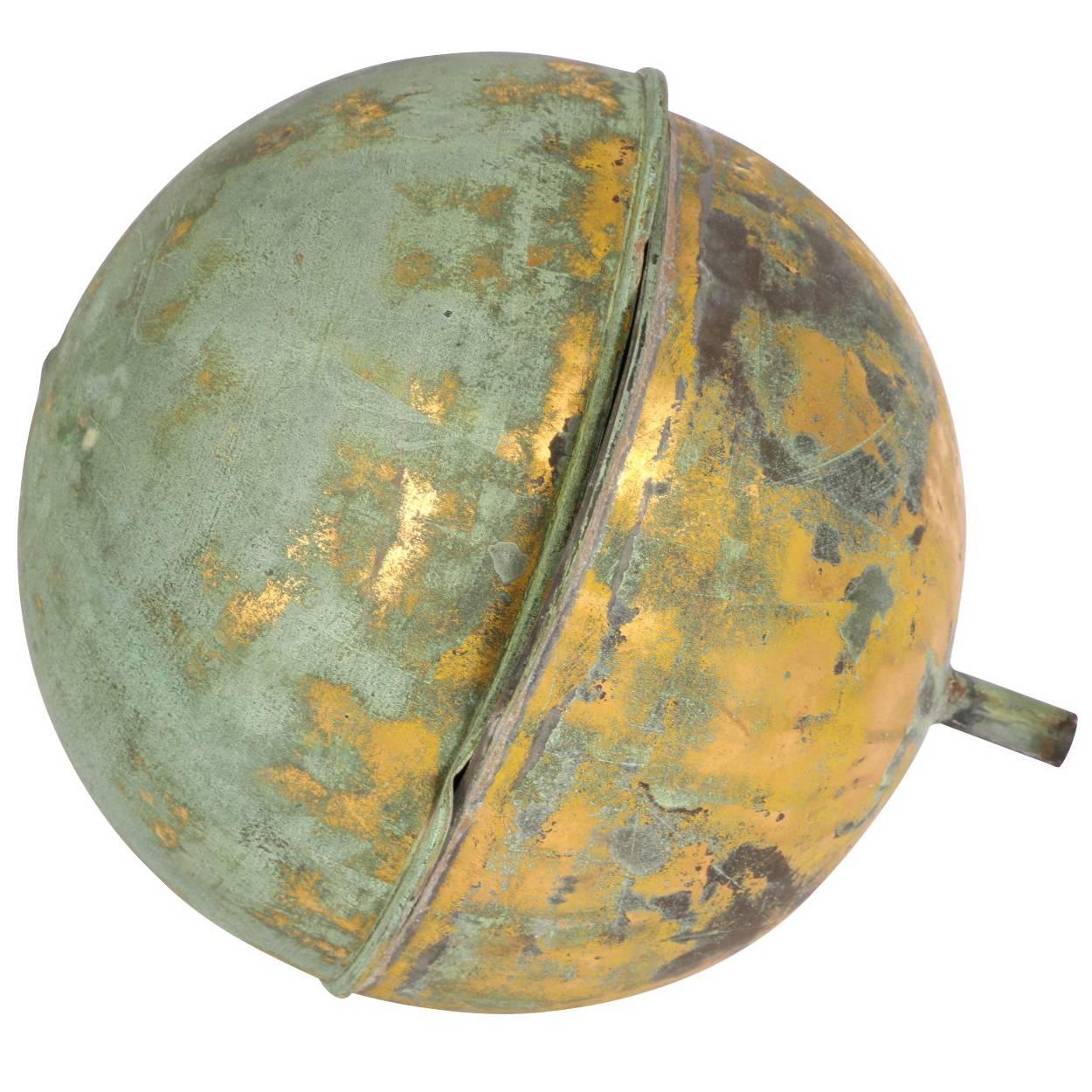 Gilt Copper Globe Form Architectural Finial For Sale