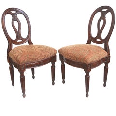 Pair of Italian Neoclassical Walnut Side Chairs