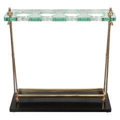 Mid-Century Modern Brass and Marble Umbrella Stand in the Manner of Fontana Arte