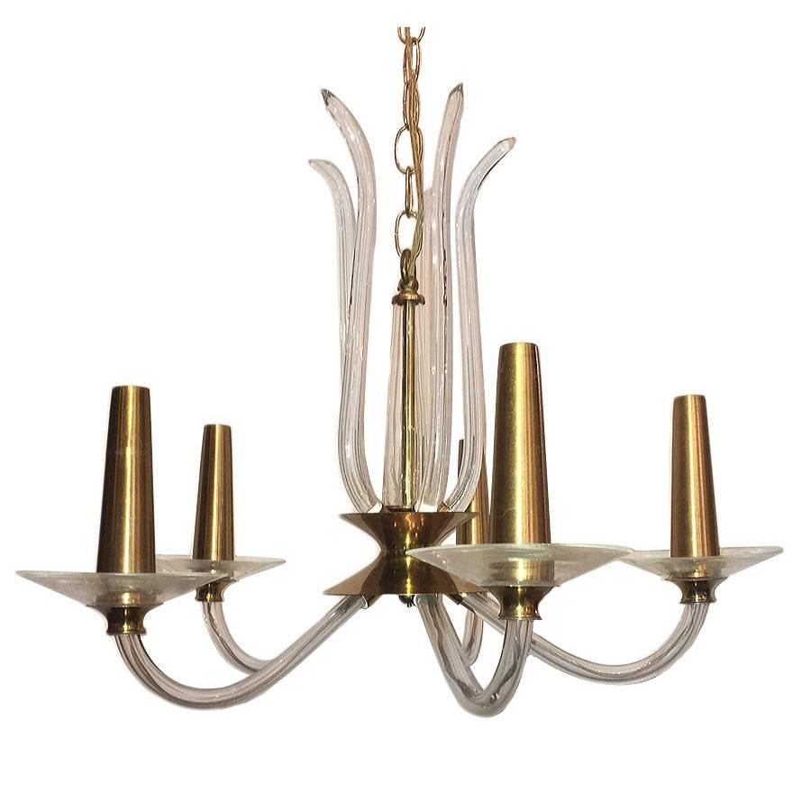 Moderne French Glass Chandelier For Sale