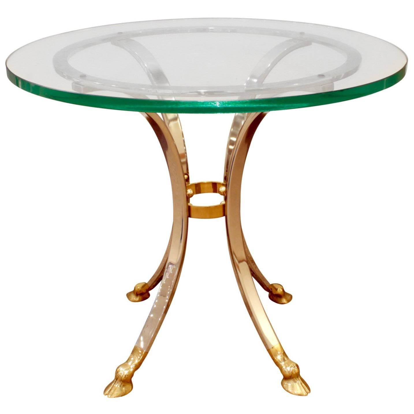 Neoclassical Style End Table in Brass and Steel, 1960s