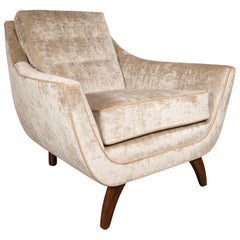 American Mid-Century Modern Chair in Burnished Walnut and Smoked Citrine Velvet