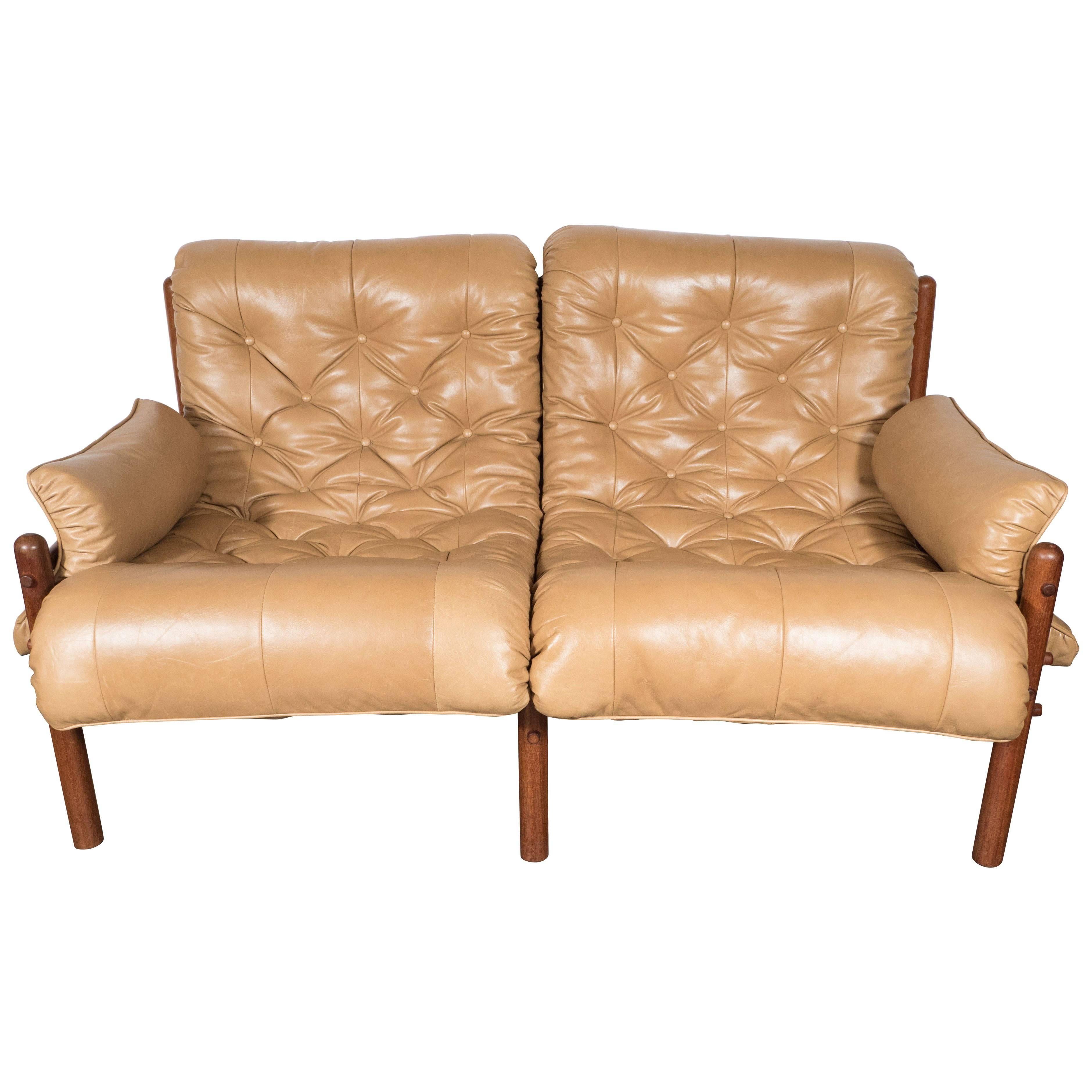 Inca Safari Lounge Sofa in Butterscotch Leather by Arne Norell