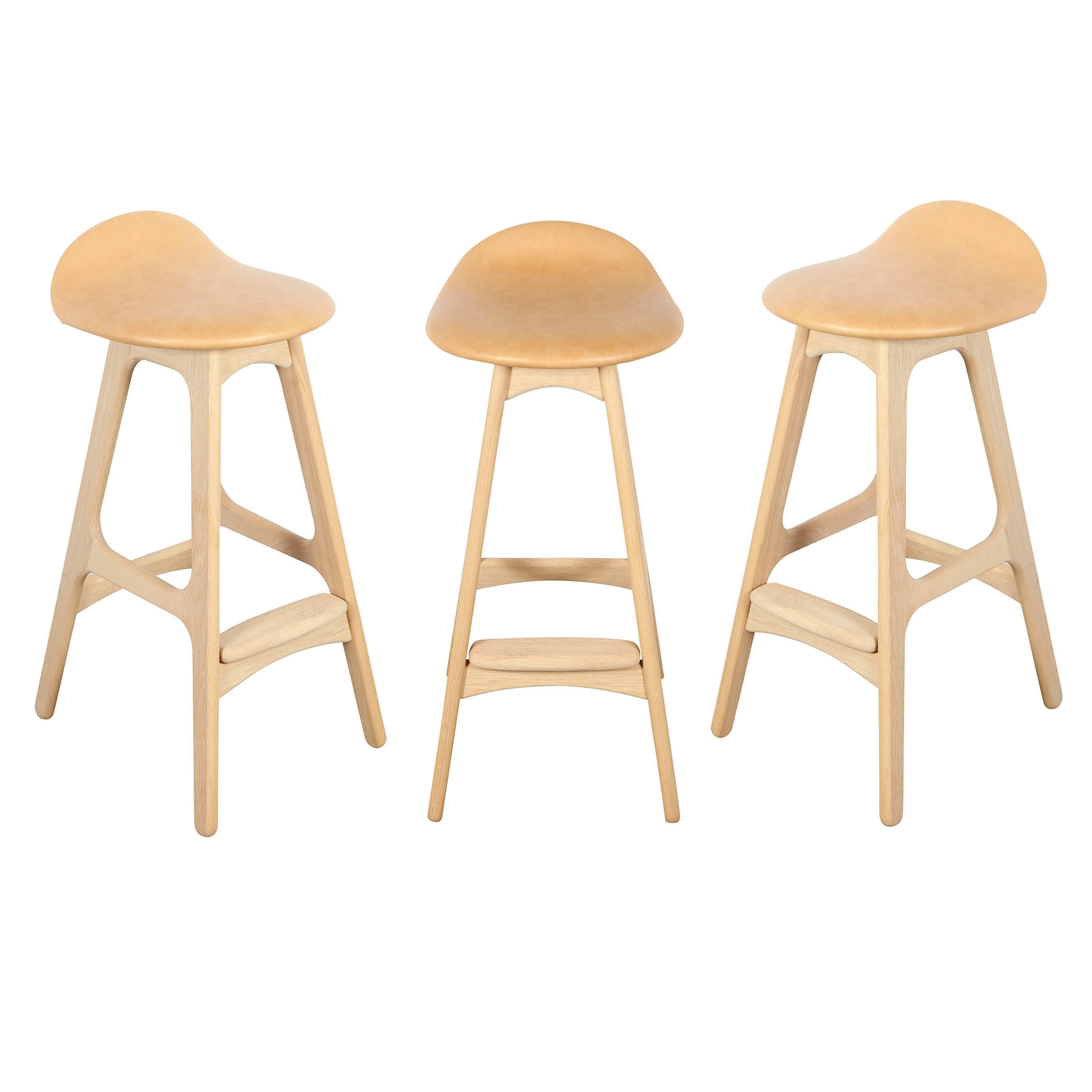 Erik Buch Counter Height Stool, Set of Three For Sale