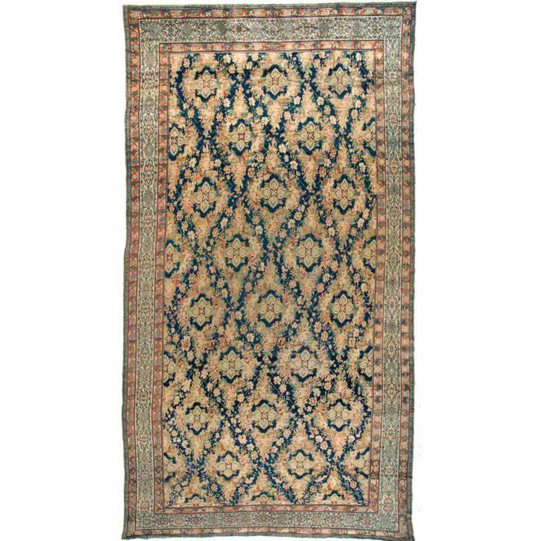 Authentic Persian Malayer Botanic Handmade Wool Rug For Sale