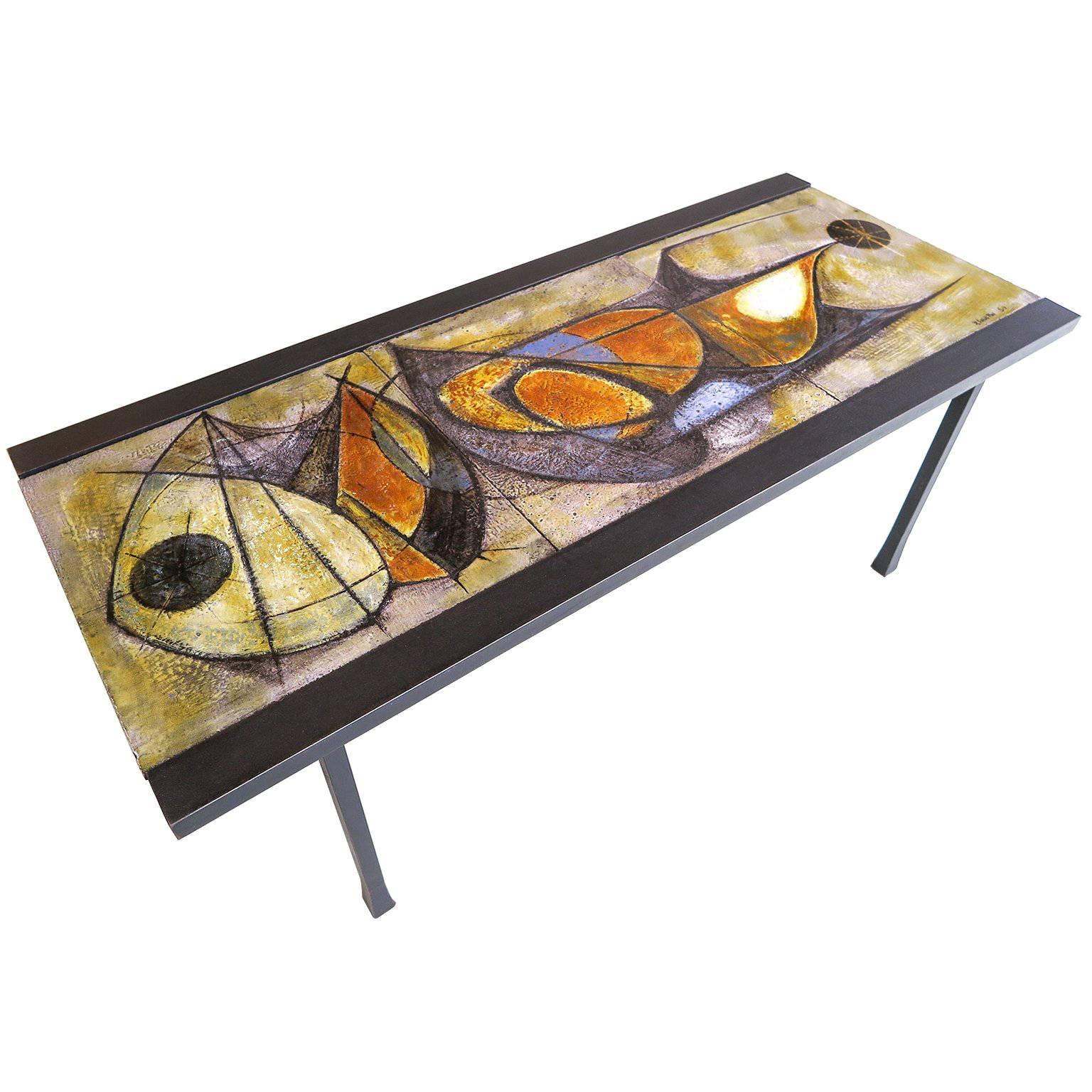 French, Mid-Century Modern Ceramic Coffee Table by Artist Pierre Saint Paul