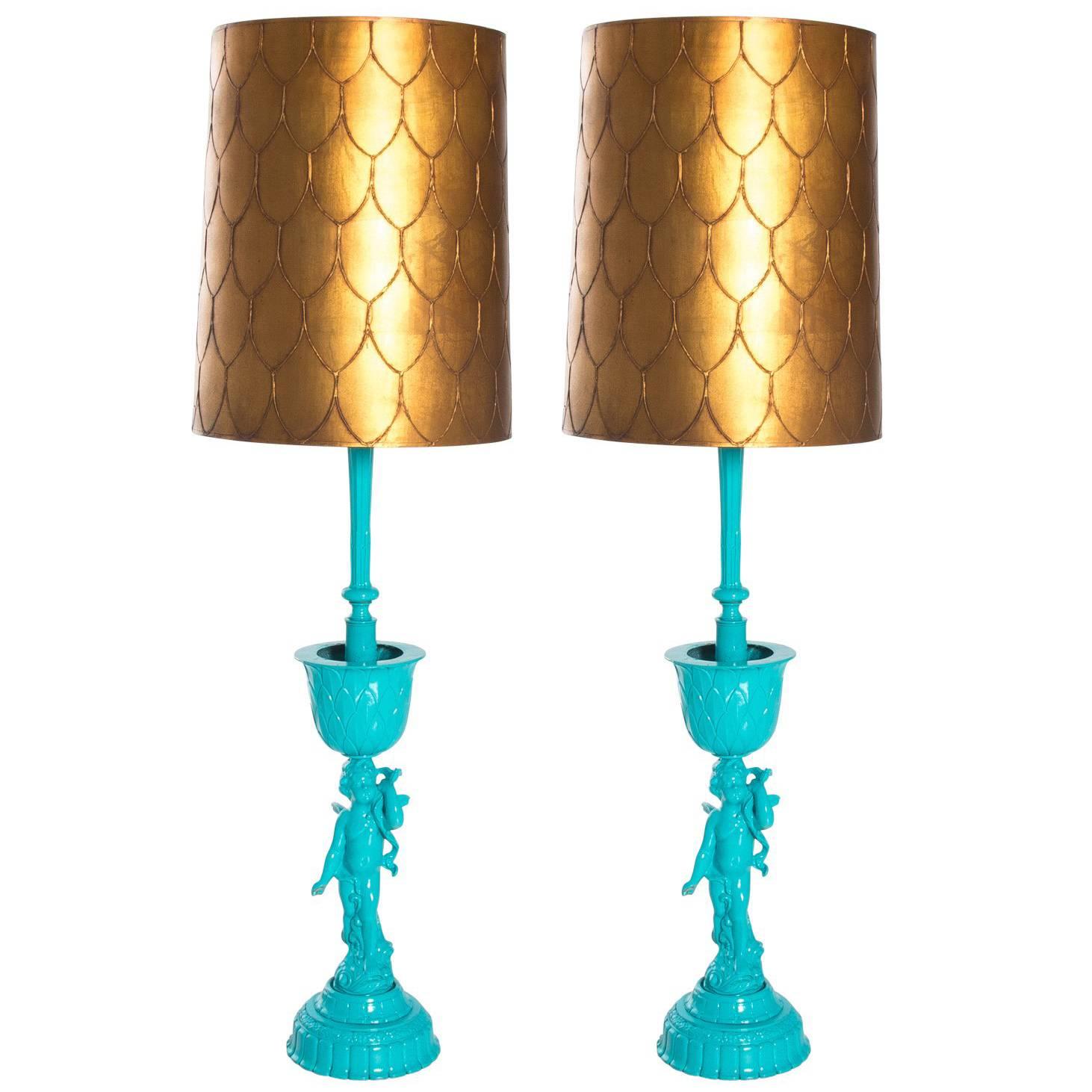 Pair of Whimsical Hollywood Regency Style Table Lamps