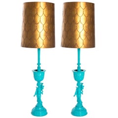 Pair of Whimsical Hollywood Regency Style Table Lamps