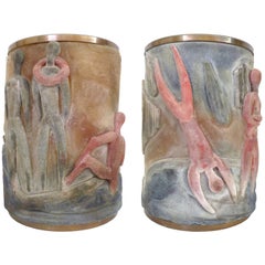 Paar Wandleuchter aus geblasenem Glas und Messing von Napoleone Martinuzzi für Gine Cenedese