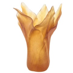 Daum France Art Glass Pate-de-verre Tulip Vase