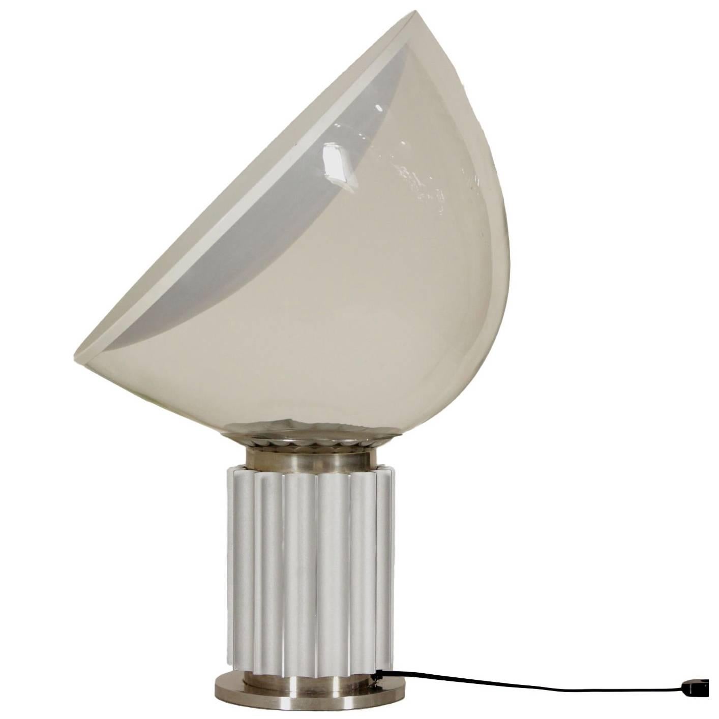 'Taccia' Table Lamp by Castiglioni Brothers for Flos Metal Aluminium Glass 1960s