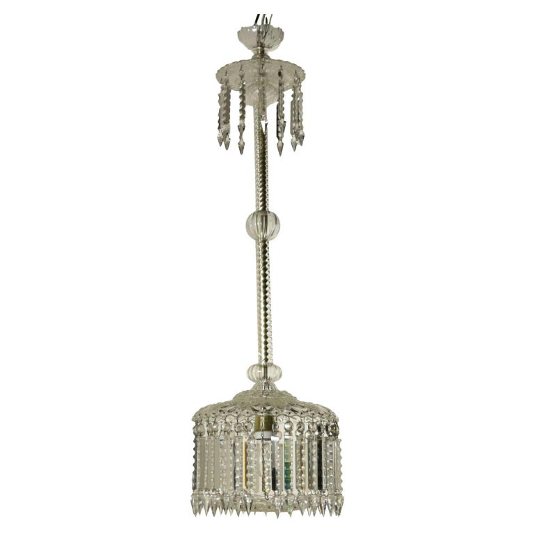 Glass Ceiling Lamp With Crystal Pendants Vintage Manufactured In Glass Ceiling Lamp With Crystal Pendants Vintage Manufactured In Italy 1960s For