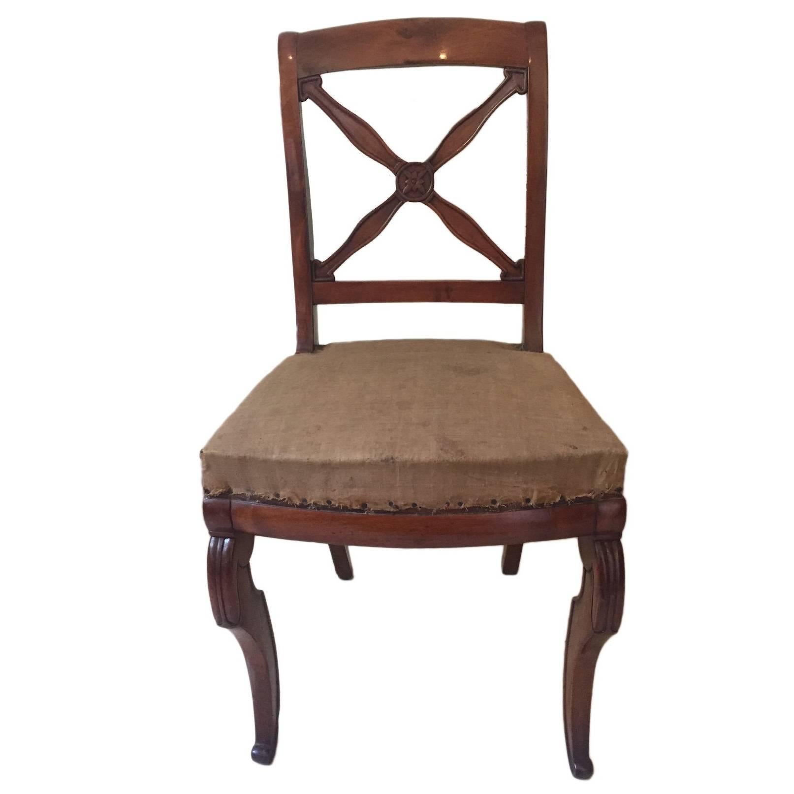 Empire-Restauration Walnut Chairs, France, 1820 For Sale