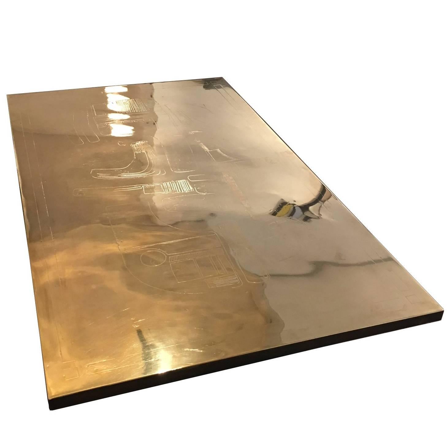 Etched Brass Coffee Table by Paco Rabanne