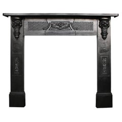 Antique Unusual 19th Century Victorian Cast Iron Fireplace Surround