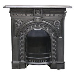 Antique Mid-Victorian Ornate Cast Iron Combination Fireplace