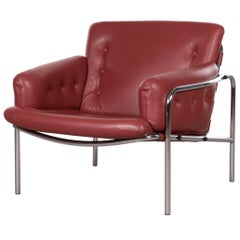 Martin Visser Red Leather Osaka Easy Chair for Spectrum, Netherlands