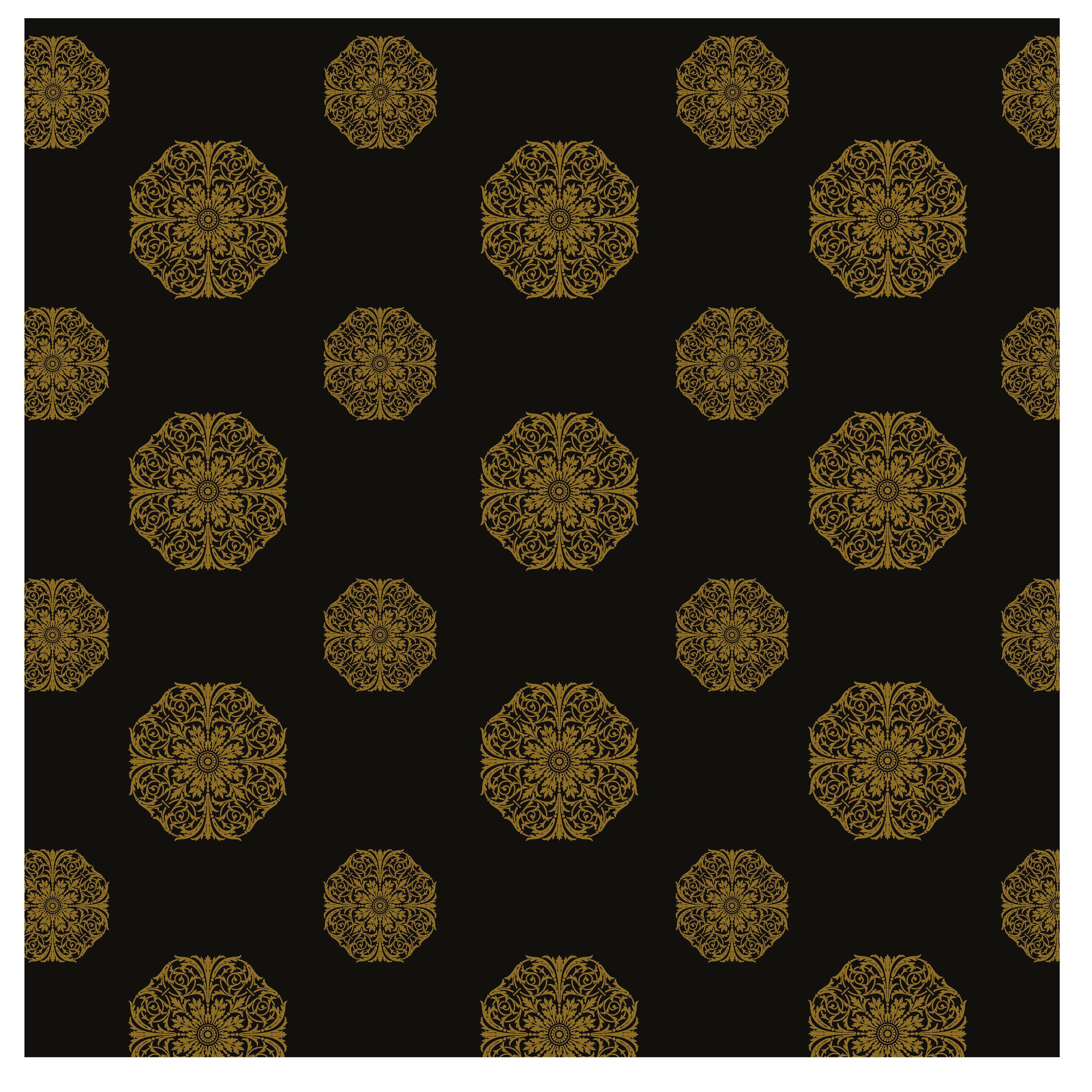 Porter Teleo Black and Metallic Gold Teleo Contemporary Wallpaper Two-Roll Set For Sale