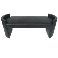 1980s Coal-Gray Faux Leather Bench in the Style of Steve Chase