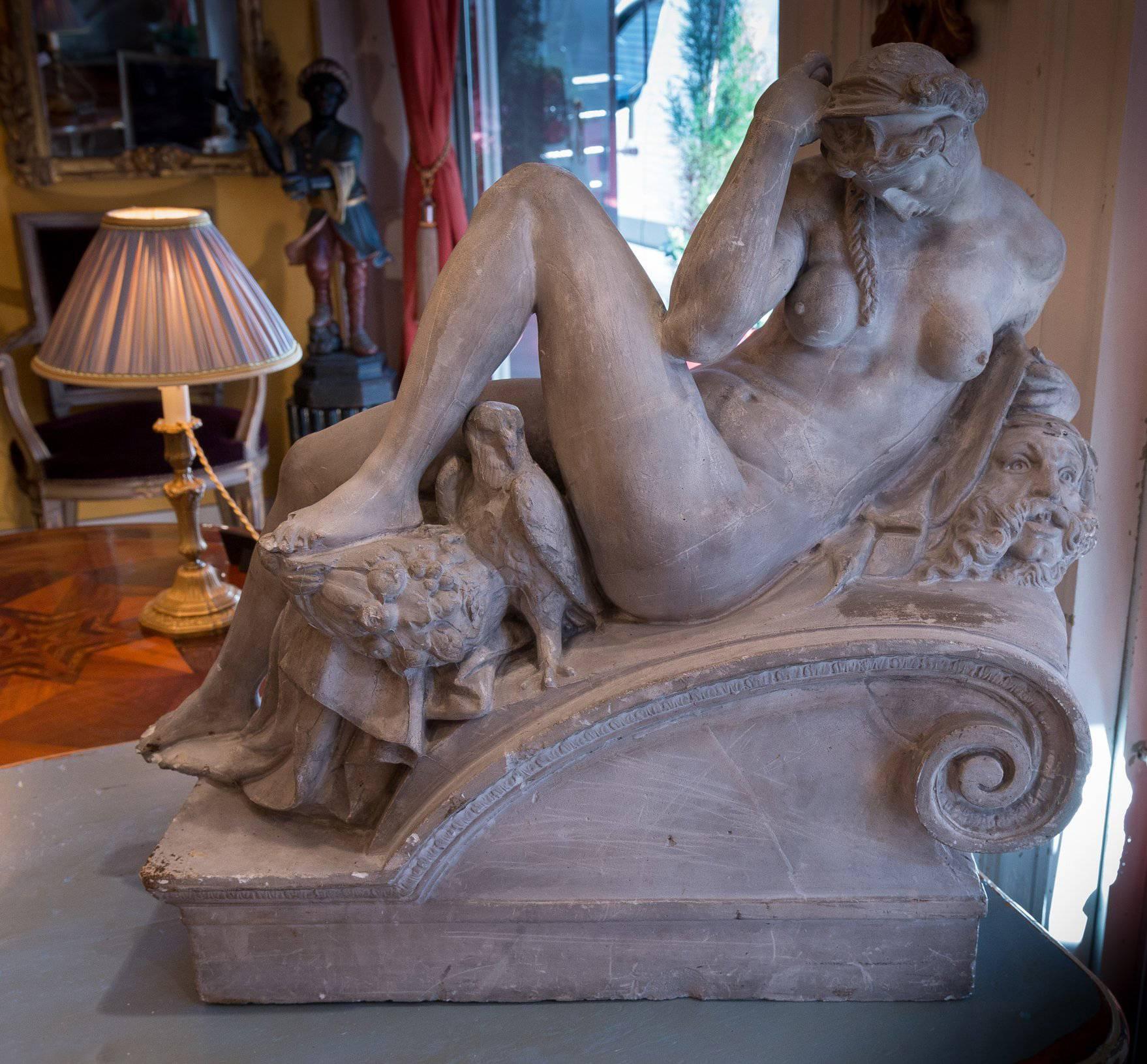 The Day and the Night Late 19th Century Plaster Group Based on Michel-Ange For Sale 5