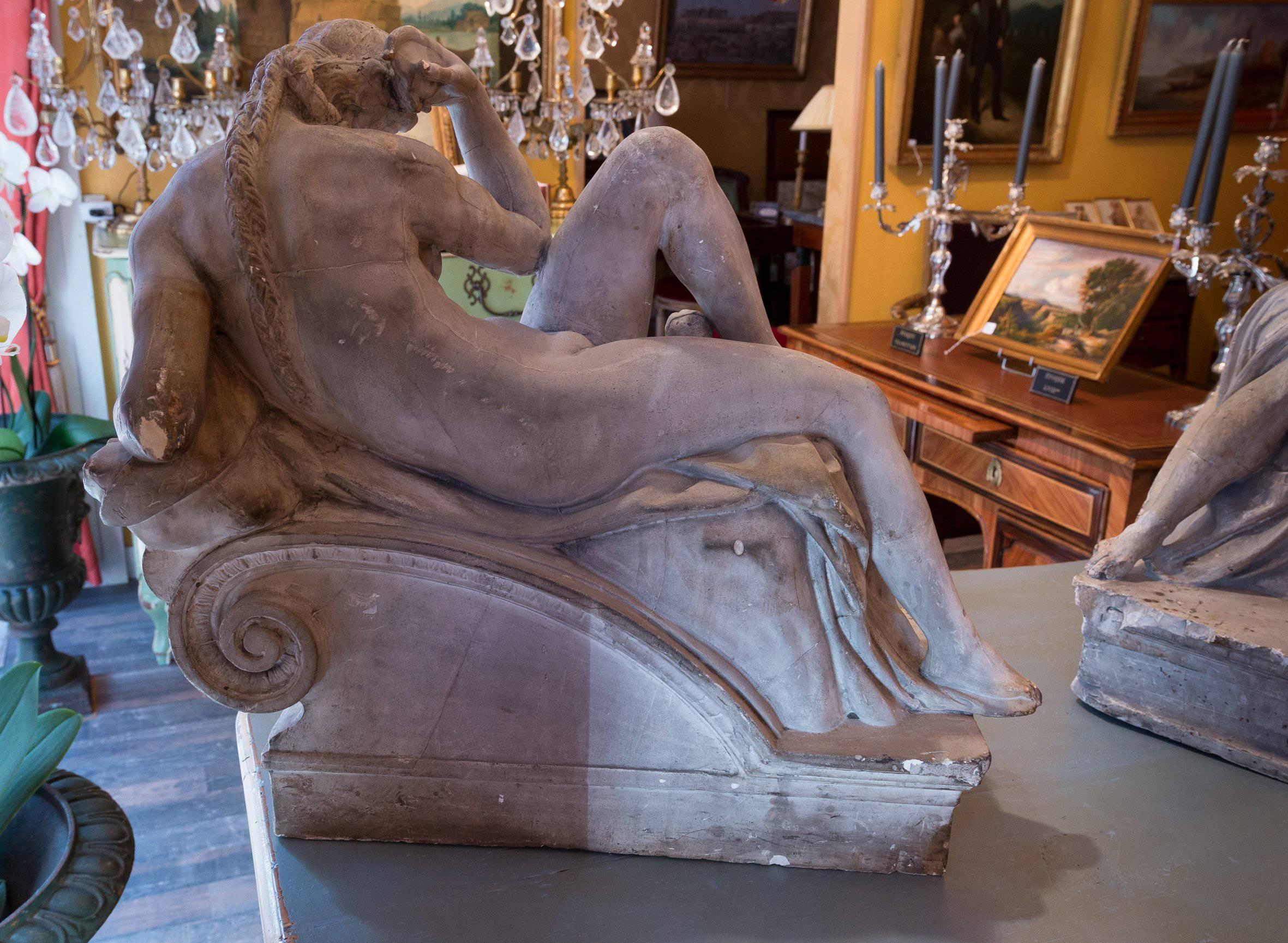 The Day and the Night Late 19th Century Plaster Group Based on Michel-Ange For Sale 2