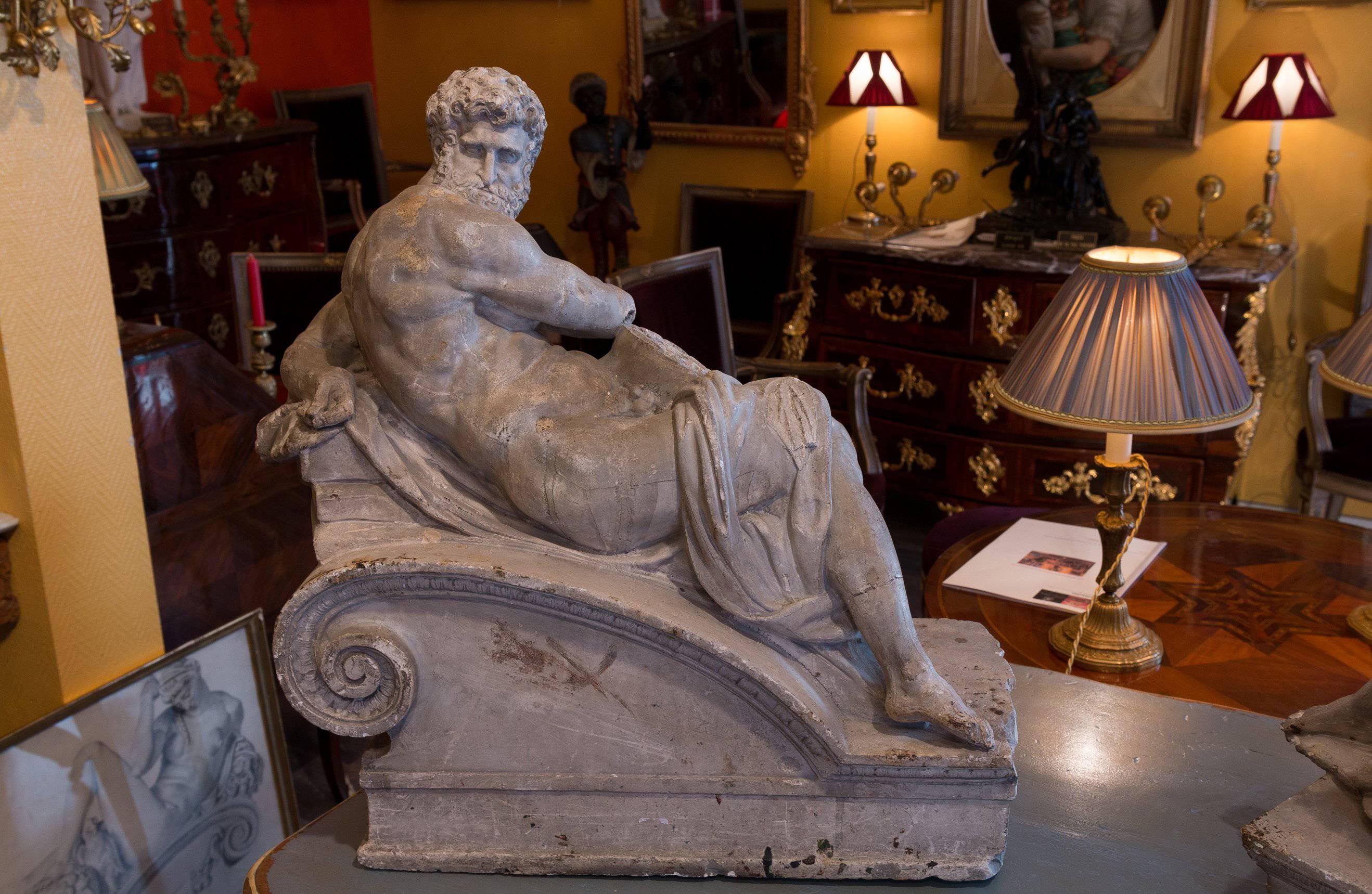 European The Day and the Night Late 19th Century Plaster Group Based on Michel-Ange For Sale