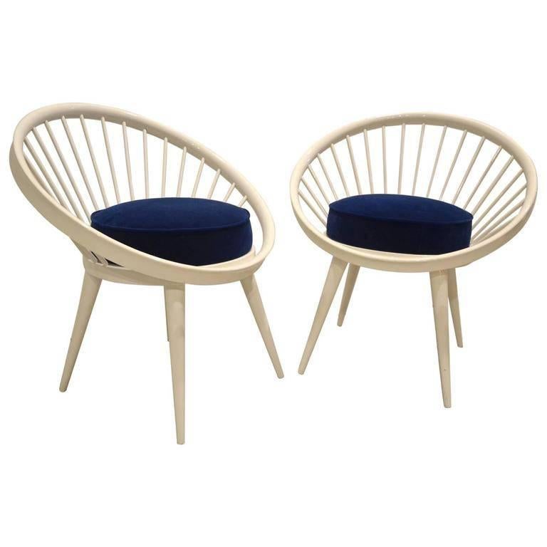 Beautiful Pair of Circle Chairs of Yngve Ekstrom For Sale