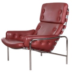 Martin Visser Red Leather Nagoya Lounge Chair for Spectrum, Netherlands