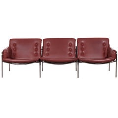 Martin Visser Red Leather Osaka Three-Sofa for Spectrum, Netherlands