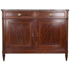 French 19th Century Louis XVI Mahogany Buffet with Marble Top
