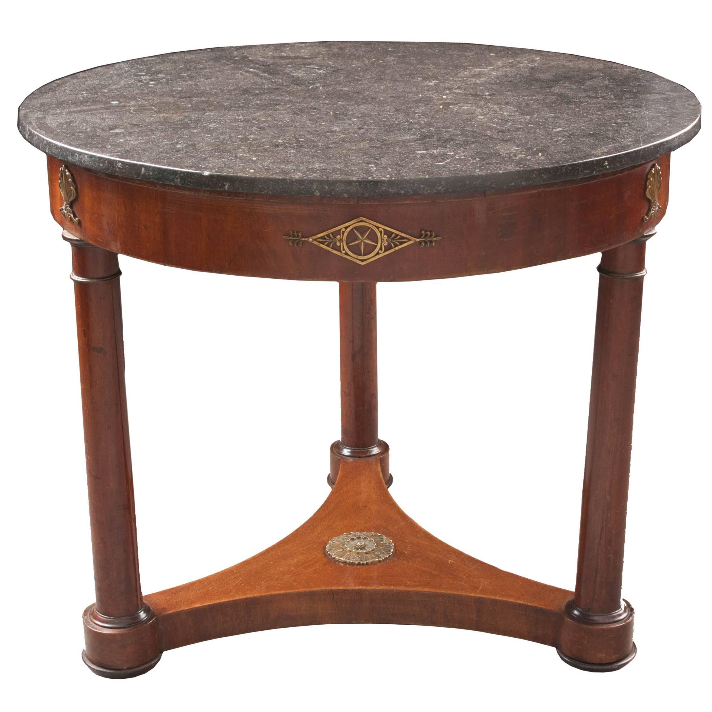 French Empire 19th Century Mahogany Centre Table with Marble Top