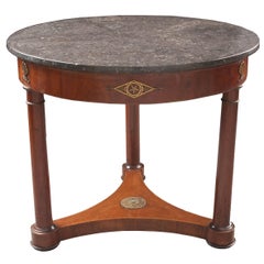 French Empire 19th Century Mahogany Centre Table with Marble Top