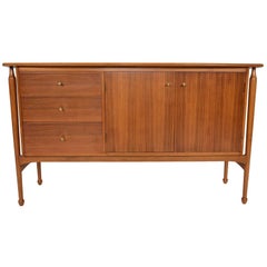 Vintage Midcentury Walnut and Tola Credenza by Everest