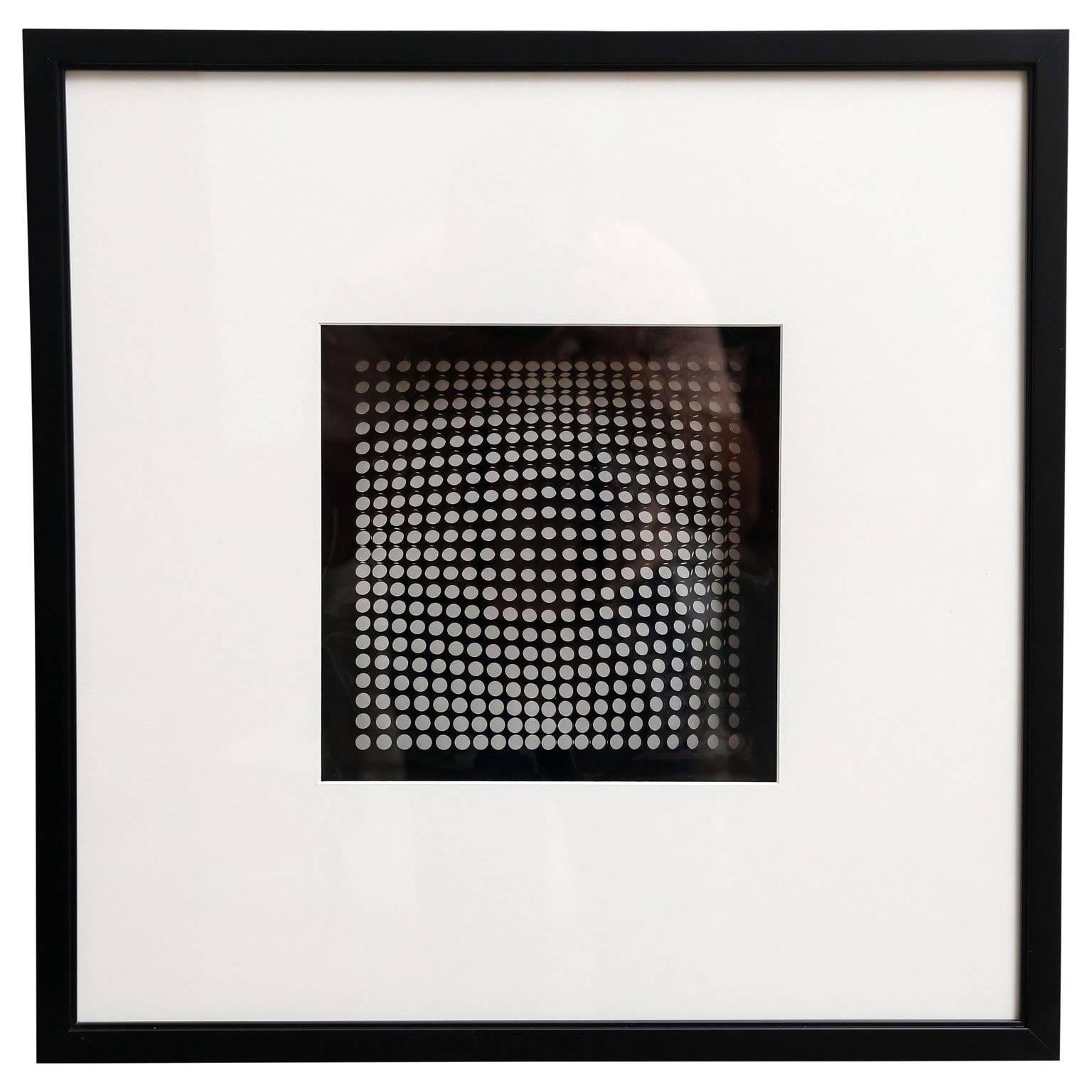 Original Victor Vasarely Oeuvres Profondes Framed 3D Op Art Print