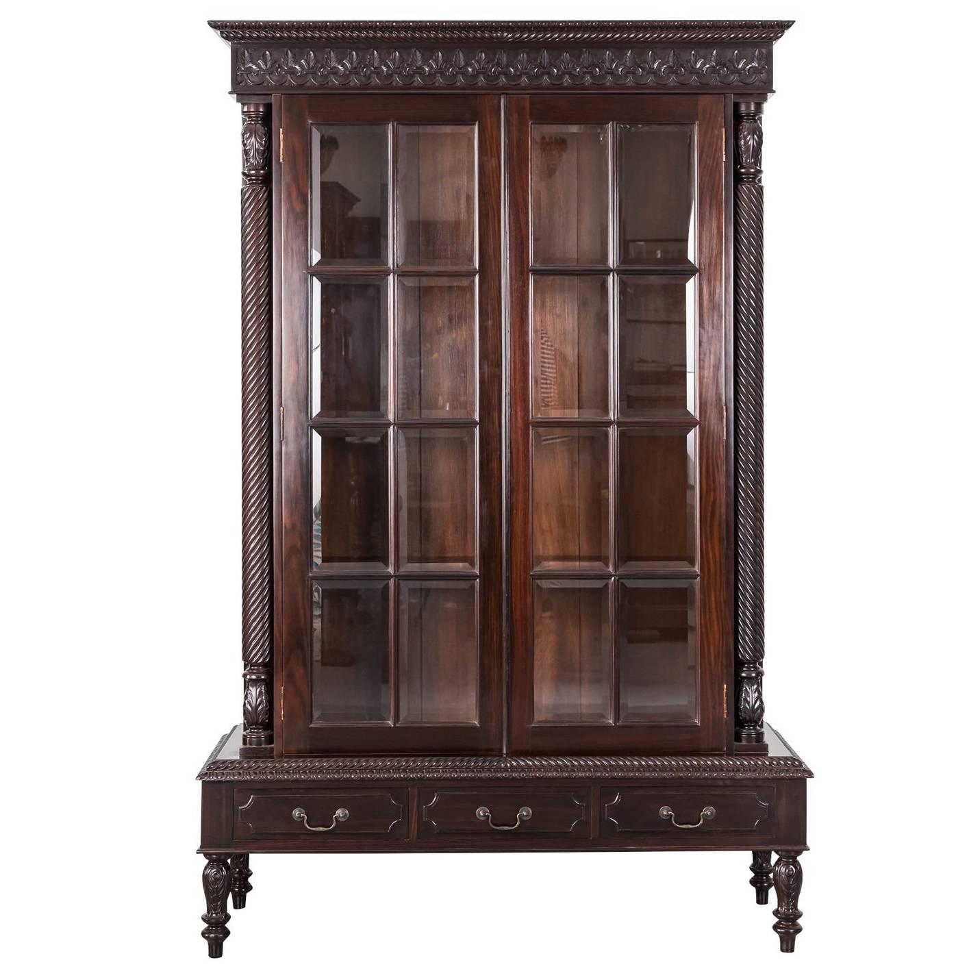 Antique Anglo-Indian or British Colonial Rosewood Cabinet on Stand For Sale