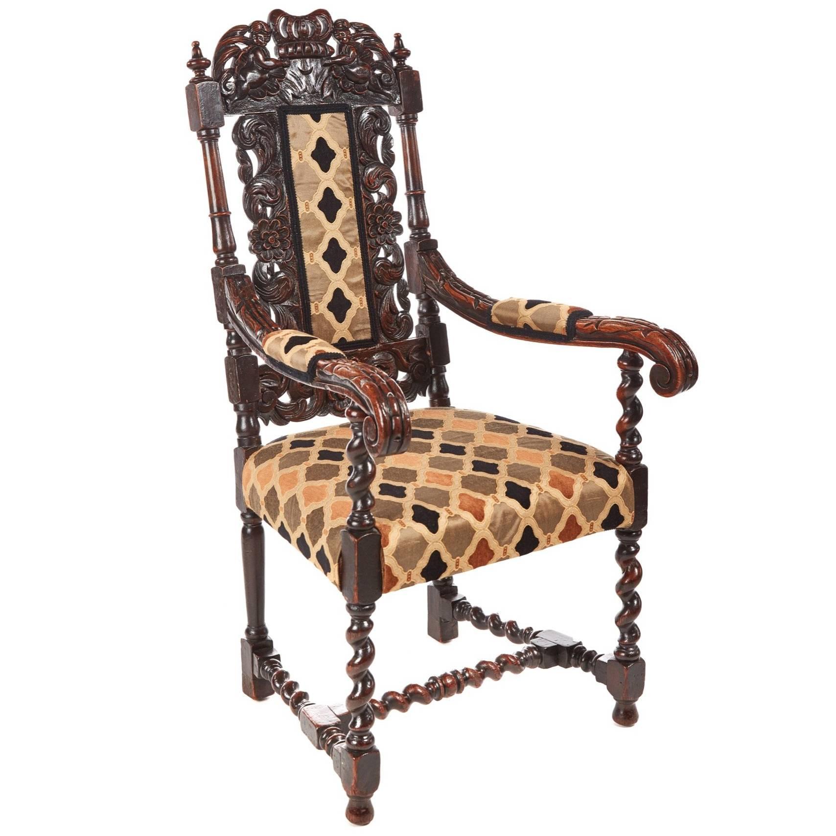 Fantastic Antique Carved Oak Throne Chair