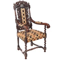 Fantastic Antique Carved Oak Throne Chair