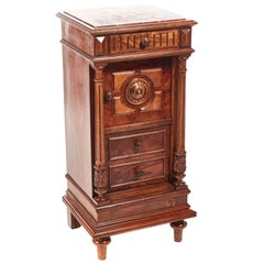 Unusual French Walnut Bedside Cabinet